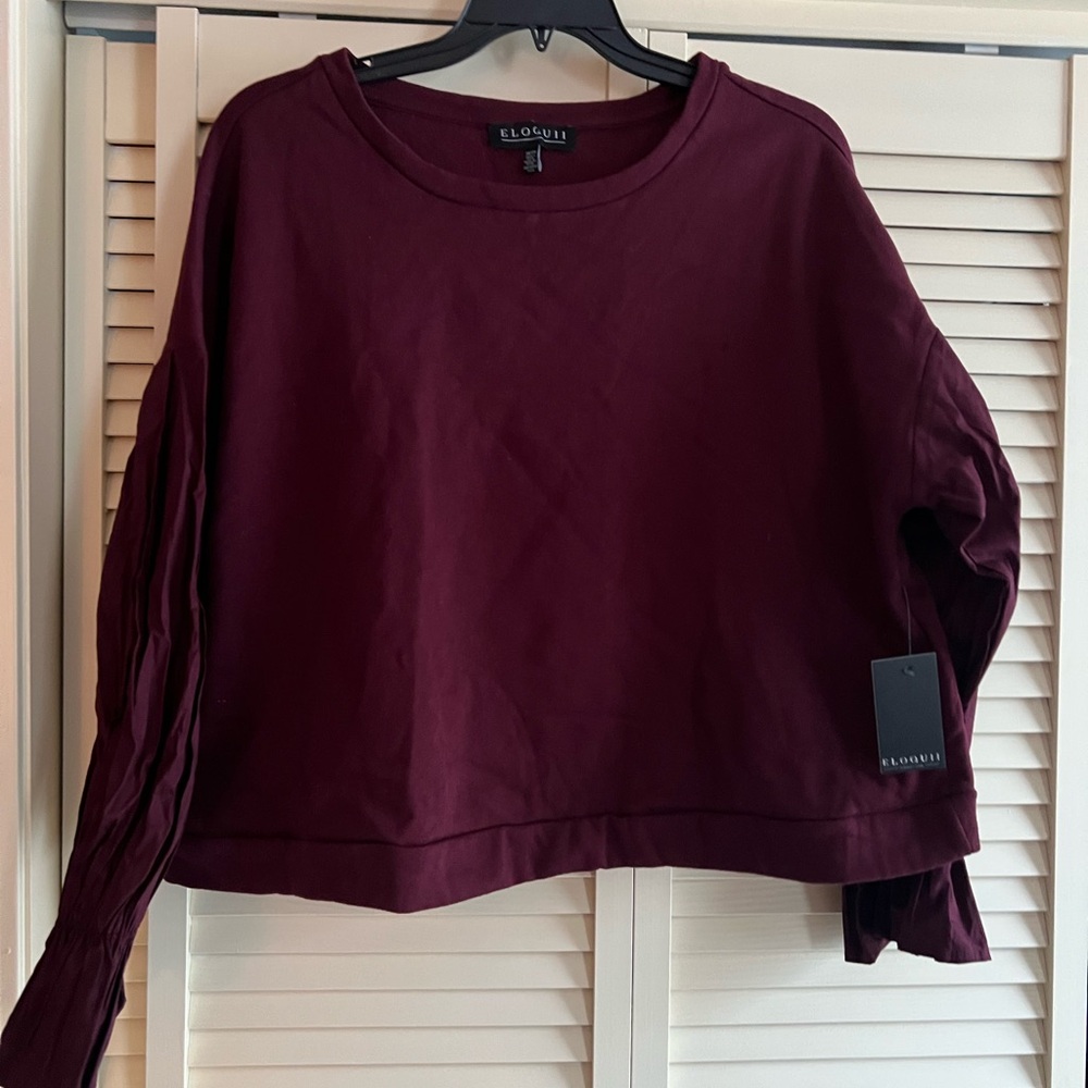 Excellent condition, cropped sweatshirt with balloon sleeves